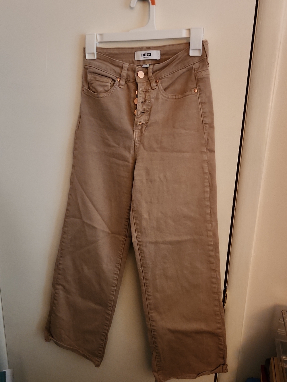 Mica High-Rise Wide Leg Jeans in Taupe